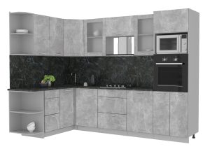 ГОТОВАЯ КУХНЯ МИЛА 1,68X2,80 (БЕТОН/ БЕТОН)