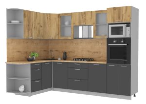ГОТОВАЯ КУХНЯ МИЛА 1,68X2,80 (ДУБ ЗОЛОТОЙ/ АНТРАЦИТ)