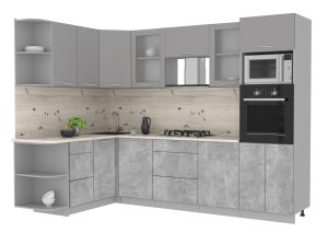 ГОТОВАЯ КУХНЯ МИЛА 1,68X2,80 (СЕРЕБРО/ БЕТОН)