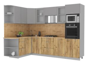 ГОТОВАЯ КУХНЯ МИЛА 1,68X2,80 (СЕРЕБРО/ ДУБ ЗОЛОТОЙ)