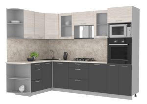 ГОТОВАЯ КУХНЯ МИЛА 1,68X2,80 (ВУДЛАЙН КРЕМОВЫЙ/ АНТРАЦИТ)