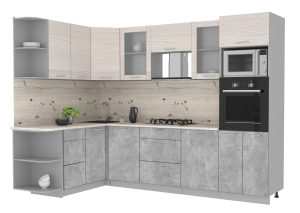 ГОТОВАЯ КУХНЯ МИЛА 1,68X2,80 (ВУДЛАЙН КРЕМОВЫЙ/ БЕТОН)