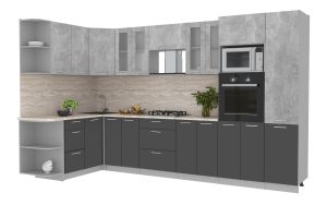 ГОТОВАЯ КУХНЯ МИЛА 1,68X3,40 (БЕТОН/ АНТРАЦИТ)