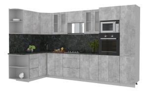 ГОТОВАЯ КУХНЯ МИЛА 1,68X3,40 (БЕТОН/ БЕТОН)