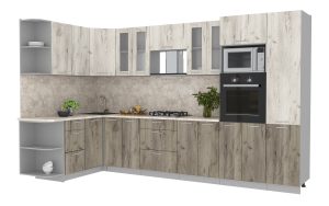 ГОТОВАЯ КУХНЯ МИЛА 1,68X3,40 (ДУБ БЕЛЫЙ/ ДУБ СЕРЫЙ)