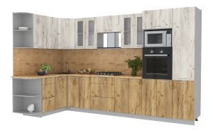 ГОТОВАЯ КУХНЯ МИЛА 1,68X3,40 (ДУБ БЕЛЫЙ/ ДУБ ЗОЛОТОЙ)