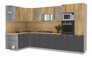 ГОТОВАЯ КУХНЯ МИЛА 1,68X3,40 (ДУБ ЗОЛОТОЙ/ АНТРАЦИТ)