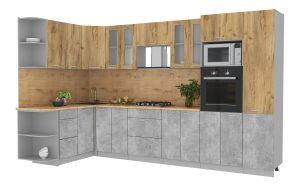 ГОТОВАЯ КУХНЯ МИЛА 1,68X3,40 (ДУБ ЗОЛОТОЙ/ БЕТОН)