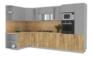 ГОТОВАЯ КУХНЯ МИЛА 1,68X3,40 (СЕРЕБРО/ ДУБ ЗОЛОТОЙ)