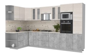 ГОТОВАЯ КУХНЯ МИЛА 1,68X3,40 (ВУДЛАЙН КРЕМОВЫЙ/ БЕТОН)