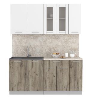 ГОТОВАЯ КУХНЯ МИЛА 1,7 (БЕЛЫЙ/ ДУБ СЕРЫЙ)