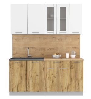 ГОТОВАЯ КУХНЯ МИЛА 1,7 (БЕЛЫЙ/ ДУБ ЗОЛОТОЙ)