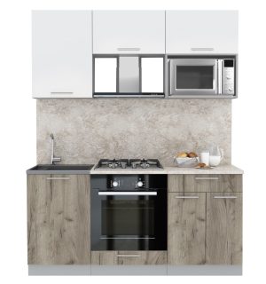 ГОТОВАЯ КУХНЯ "МИЛА17 ВТ" (БЕЛЫЙ/ ДУБ СЕРЫЙ)