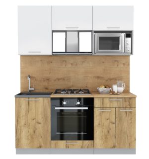 ГОТОВАЯ КУХНЯ "МИЛА17 ВТ" (БЕЛЫЙ/ ДУБ ЗОЛОТОЙ)