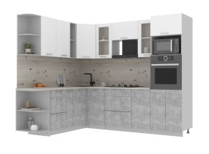 ГОТОВАЯ КУХНЯ МИЛА 1,88X2,60 (БЕЛЫЙ/ БЕТОН)