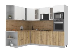 ГОТОВАЯ КУХНЯ МИЛА 1,88X2,60 (БЕЛЫЙ/ ДУБ ЗОЛОТОЙ)