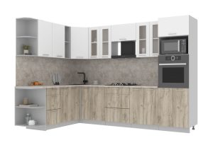 ГОТОВАЯ КУХНЯ МИЛА 1,88X3,00 (БЕЛЫЙ/ ДУБ СЕРЫЙ)