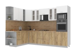 ГОТОВАЯ КУХНЯ МИЛА 1,88X3,00 (БЕЛЫЙ/ ДУБ ЗОЛОТОЙ)