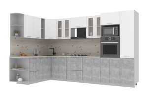 ГОТОВАЯ КУХНЯ МИЛА 1,88X3,40 (БЕЛЫЙ/ БЕТОН)