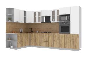 ГОТОВАЯ КУХНЯ МИЛА 1,88X3,40 (БЕЛЫЙ/ ДУБ ЗОЛОТОЙ)