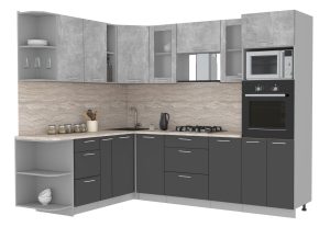 ГОТОВАЯ КУХНЯ МИЛА 1,88X2,60 (БЕТОН/ АНТРАЦИТ)