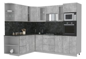 ГОТОВАЯ КУХНЯ МИЛА 1,88X2,60 (БЕТОН/ БЕТОН)