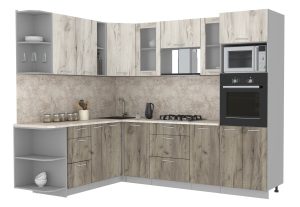 ГОТОВАЯ КУХНЯ МИЛА 1,88X2,60 (ДУБ БЕЛЫЙ/ ДУБ СЕРЫЙ)