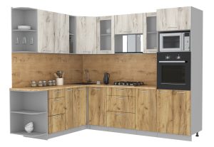 ГОТОВАЯ КУХНЯ МИЛА 1,88X2,60 (ДУБ БЕЛЫЙ/ ДУБ ЗОЛОТОЙ)