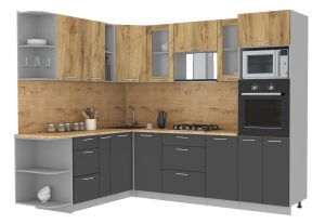 ГОТОВАЯ КУХНЯ МИЛА 1,88X2,60 (ДУБ ЗОЛОТОЙ/ АНТРАЦИТ)