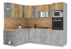 ГОТОВАЯ КУХНЯ МИЛА 1,88X2,60 (ДУБ ЗОЛОТОЙ/ БЕТОН)