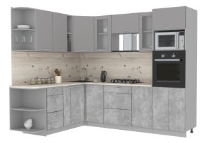 ГОТОВАЯ КУХНЯ МИЛА 1,88X2,60 (СЕРЕБРО/ БЕТОН)