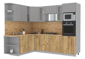 ГОТОВАЯ КУХНЯ МИЛА 1,88X2,60 (СЕРЕБРО/ ДУБ ЗОЛОТОЙ)