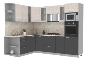 ГОТОВАЯ КУХНЯ МИЛА 1,88X2,60 (ВУДЛАЙН КРЕМОВЫЙ/ АНТРАЦИТ)