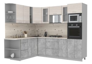 ГОТОВАЯ КУХНЯ МИЛА 1,88X2,60 (ВУДЛАЙН КРЕМОВЫЙ/ БЕТОН)