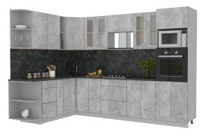 ГОТОВАЯ КУХНЯ МИЛА 1,88X3,00 (БЕТОН/ БЕТОН)