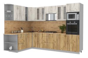 ГОТОВАЯ КУХНЯ МИЛА 1,88X3,00 (ДУБ БЕЛЫЙ/ ДУБ ЗОЛОТОЙ)