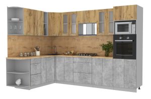 ГОТОВАЯ КУХНЯ МИЛА 1,88X3,00 (ДУБ ЗОЛОТОЙ/ БЕТОН)