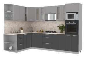 ГОТОВАЯ КУХНЯ МИЛА 1,88X3,00 (СЕРЕБРО/ АНТРАЦИТ)