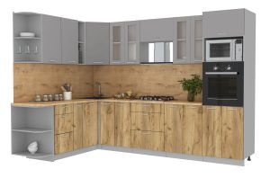 ГОТОВАЯ КУХНЯ МИЛА 1,88X3,00 (СЕРЕБРО/ ДУБ ЗОЛОТОЙ)