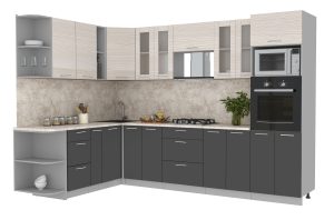 ГОТОВАЯ КУХНЯ МИЛА 1,88X3,00 (ВУДЛАЙН КРЕМОВЫЙ/ АНТРАЦИТ)