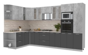 ГОТОВАЯ КУХНЯ МИЛА 1,88X3,40 (БЕТОН/ АНТРАЦИТ)