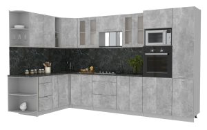 ГОТОВАЯ КУХНЯ МИЛА 1,88X3,40 (БЕТОН/ БЕТОН)