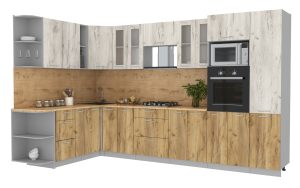 ГОТОВАЯ КУХНЯ МИЛА 1,88X3,40 (ДУБ БЕЛЫЙ/ ДУБ ЗОЛОТОЙ)
