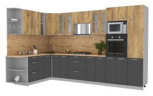 ГОТОВАЯ КУХНЯ МИЛА 1,88X3,40 (ДУБ ЗОЛОТОЙ/ АНТРАЦИТ)