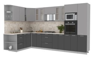 ГОТОВАЯ КУХНЯ МИЛА 1,88X3,40 (СЕРЕБРО/ АНТРАЦИТ)