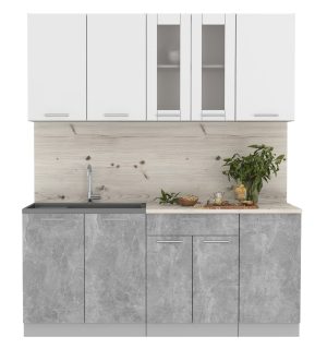 ГОТОВАЯ КУХНЯ МИЛА 1,8 (БЕЛЫЙ/ БЕТОН)