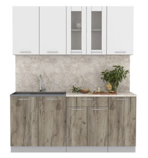 ГОТОВАЯ КУХНЯ МИЛА 1,8 (БЕЛЫЙ/ ДУБ СЕРЫЙ)