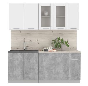 ГОТОВАЯ КУХНЯ МИЛА 1,9 (БЕЛЫЙ/ БЕТОН)