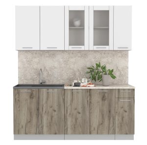 ГОТОВАЯ КУХНЯ МИЛА 1,9 (БЕЛЫЙ/ ДУБ СЕРЫЙ)