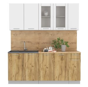 ГОТОВАЯ КУХНЯ МИЛА 1,9 (БЕЛЫЙ/ ДУБ ЗОЛОТОЙ)